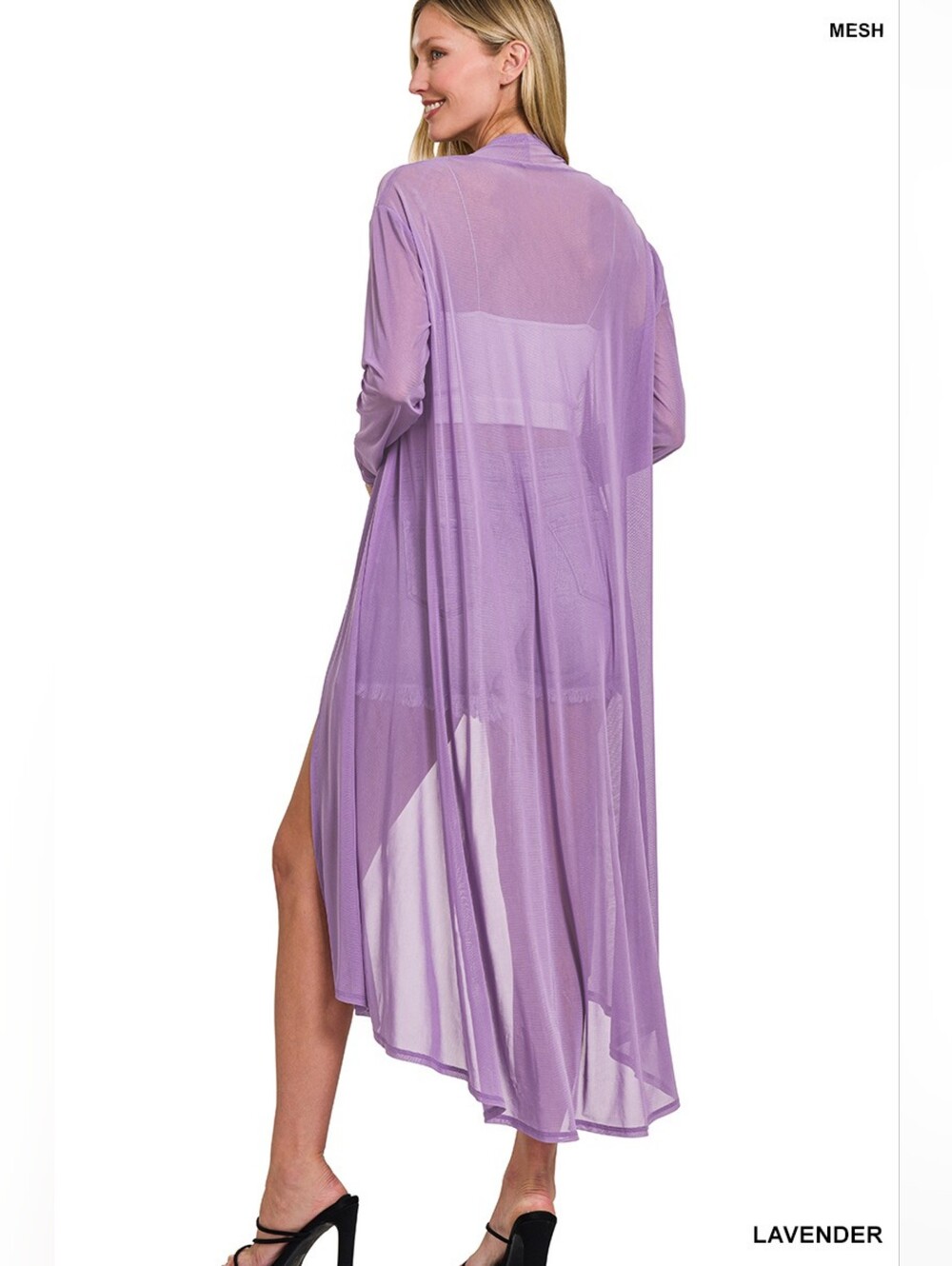 Zenana Mesh Open Front Summer Cardigan - Picture 2 of 9